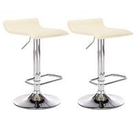 CLP Lot de 2 tabourets de Bar DYN en Similicuir I Hauteur Réglable I Chaise Haute avec Repose-Pieds I Piètement Chromé I Coul Couleur crème