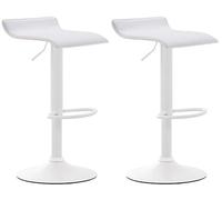 CLP Lot De 2 Tabourets De Bar DYN V2 Similicuir I Hauteur Réglable Assise Pivotante A 360° I Chaise Haute avec Repose-Pieds Et Piètement Chromé Blanc, Blanc
