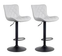CLP Lot de 2 Tabourets de bar Emma Pied Métal Hauteur Réglable Pivotant , Blanc /Similicuir Blanc