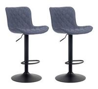 CLP Lot de 2 Tabourets de bar Emma Pied Métal Hauteur Réglable Pivotant , Bleu/Tissu