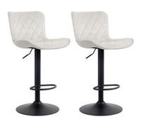 Lot de 2 Tabourets de bar Emma - CLP - Piètement en Métal - Hauteur réglable - Crème-Velours