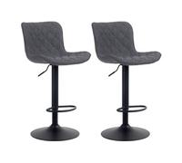 CLP Lot de 2 Tabourets de bar Emma Pied Métal Hauteur Réglable Pivotant , Noir /Tissu