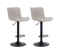 CLP Lot de 2 Tabourets de bar Emma Pied Métal Hauteur Réglable Pivotant , Taupe/Tissu