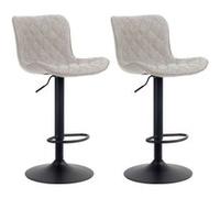 CLP Lot de 2 Tabourets de bar Emma Pied Métal Hauteur Réglable Pivotant , Taupe/Tissu Taupe G