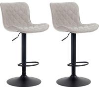 CLP Lot de 2 tabourets de bar Emma réglables en hauteur et pivotants à 360°,bleu tissu