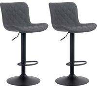 CLP Lot de 2 tabourets de bar Emma réglables en hauteur et pivotants à 360°,tissu noir