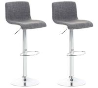 CLP Lot De 2 Tabourets De Bar en Tissu I Hauteur Réglable Dossier Et Repose-Pied I Chaise Haute De Bar Solide Piètement en Métal, Couleur:Gris Clair, Couleur du Cadre:Chrome