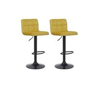 CLP Lot de 2 Tabourets de bar Feni en velours , Jaune