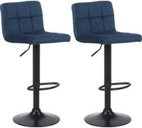 CLP Lot de 2 tabourets de bar Feni velours réglables en hauteur et pivotants,bleu