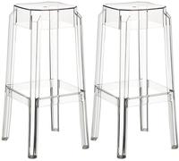 CLP Lot De 2 Tabourets De Bar Fox en Plastique I Chaises D'Interieur Et D'Extérieure avec Repose-Pieds I Chaise Haute Design Plastique, Couleur:Transparent