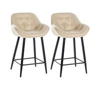 CLP Lot de 2 Tabourets de bar Gibson avec Pieds en Métal , Crème/Tissu