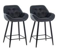 CLP Lot de 2 Tabourets de bar Gibson avec Pieds en Métal , Gris foncé/Tissu Gris foncé G