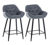 CLP Lot de 2 Tabourets de bar Gibson avec Pieds en Métal , Gris/Tissu Gris