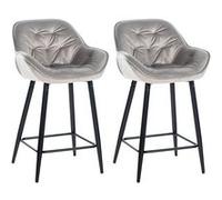 CLP Lot de 2 Tabourets de bar Gibson avec Pieds en Métal , Gris/Velours Gris