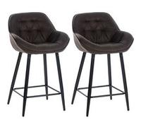 CLP Lot de 2 Tabourets de bar Gibson avec Pieds en Métal , Marron/Tissu Marron G
