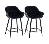 CLP Lot de 2 Tabourets de bar Gibson avec Pieds en Métal , Noir /Velours Noir G