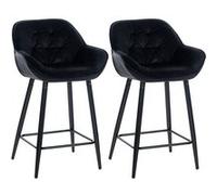 CLP Lot de 2 Tabourets de bar Gibson avec Pieds en Métal , Noir /Velours Noir G