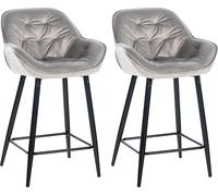 CLP Lot de 2 tabourets de bar Gibson Chaise de comptoir rembourrée avec repose-pieds,tissu gris
