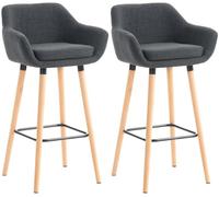 CLP Lot de 2 tabourets de bar Grant en tissu , Gris foncé Gris foncé