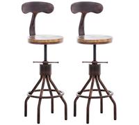 CLP Lot de 2 tabourets de Bar Hanam au Design Industriel I Chaise de Bar métallique réglable en Hauteur avec Assise et Dossier en Bois, Couleur:Bronze