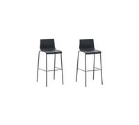 CLP Lot 2 Tabourets De Bar Assise en Plastique I Chaise Haute De Bar avec Dossier Et Repose-Pieds I Piètement en Métal, Couleur:Noir, Couleur du Cadre:Noir