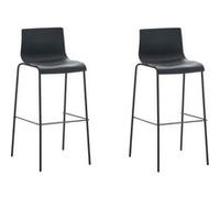 CLP Lot de 2 tabourets de bar Hoover Assise Plastique Pieds Métal , Noir /Noir Noir G