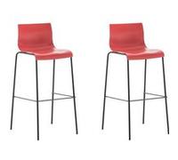 CLP Lot de 2 tabourets de bar Hoover Assise Plastique Pieds Métal , Rouge/Noir Rouge