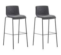 CLP Lot de 2 Tabourets de bar Hoover enTissu Pieds Métal , Gris clair/Noir Gris clair