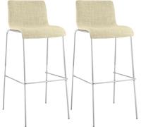 CLP Lot de 2 Tabourets Hover Tissu Hauteur assise 76 cm Crème Cadre Chrome