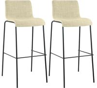 CLP Tabourets de bar Hover en tissu Lot de 2 Hauteur d'assise 76 cm Crème Cadre noir