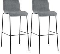 CLP Lot de 2 Tabourets de bar Hoover enTissu Pieds Métal , Gris clair/Noir Gris clair