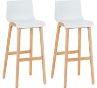 CLP Lot de 2 tabourets de bar Hover Natura Assise en plastique et structure en bois,blanc