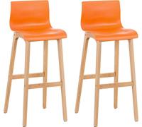 CLP Lot de 2 tabourets de bar Hover Natura Assise en plastique et structure en bois,gris