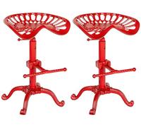 CLP Lot De 2 Tabourets De Bar Industriel Butch I Sičge en Fer Forgé Pieds en Métal I Chaise De Bar avec Hauteur Réglable, Couleur:Rouge