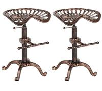 CLP Lot De 2 Tabourets De Bar Industriel Butch I Sičge en Fer Forgé Pieds en Métal I Chaise De Bar avec Hauteur Réglable, Couleur:Bronze