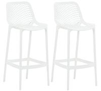 CLP Lot de 2 tabourets de Bar Jardin Air, chaises de Jardin Dossier, tabourets de comptoir résistants aux intempéries, UV, polypropylène, Couleur:Blanc