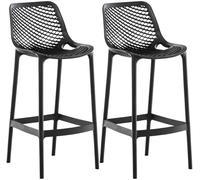 CLP Lot de 2 tabourets de Bar Jardin Air, chaises de Jardin Dossier, tabourets de comptoir résistants aux intempéries, UV, polypropylène, Couleur:Noir