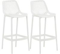 CLP Lot de 2 tabourets de Bar Jardin Air, chaises de Jardin Dossier, tabourets de comptoir résistants aux intempéries, UV, polypropylène, Couleur:Blanc