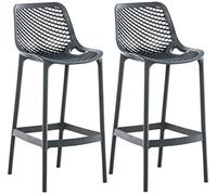 CLP Lot de 2 tabourets de Bar Jardin Air, chaises de Jardin Dossier, tabourets de comptoir résistants aux intempéries, UV, polypropylène, Couleur:Gris foncé