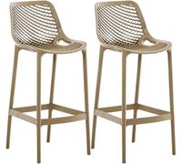 CLP Lot de 2 tabourets de Bar Jardin Air, chaises de Jardin Dossier, tabourets de comptoir résistants aux intempéries, UV, polypropylène, Couleur:Boue