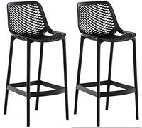 CLP Lot de 2 tabourets de Bar Jardin Air, chaises de Jardin Dossier, tabourets de comptoir résistants aux intempéries, UV, polypropylène, Couleur:Noir