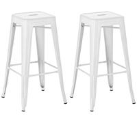 CLP Tabourets de bar Joshua – Lot de 2, empilables en métal, avec repose-pieds, assise 76 cm, Blanc