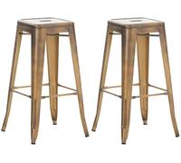 CLP Lot de 2 tabourets de Bar Joshua I Tabourets de Bar empilables en métal I Chaises de Bar avec Repose-Pieds I Hauteur d'assise 76 cm I Tabourets empilables, Couleur:Or
