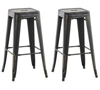 CLP Lot de 2 tabourets de Bar Joshua I Tabourets de Bar empilables en métal I Chaises de Bar avec Repose-Pieds I Hauteur d'assise 76 cm I Tabourets empilables, Couleur:Noir/Or