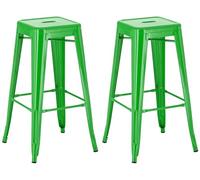 CLP Tabourets de bar Joshua – Lot de 2, Empilables en métal, Repose-pieds, Hauteur 76 cm, Vert