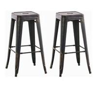 CLP Lot de 2 tabourets de bar Joshua , Noir-Or Noir-Or G