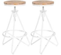 CLP Lot de 2 tabourets de Bar Karla I Chaises de Bar pour Cuisine, comptoir et bistrot I Structures métalliques réglables en Hauteur, Couleur:Blanc Antique