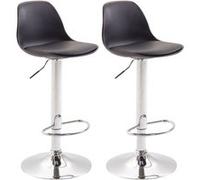 CLP Lot de 2 tabourets de bar Kiel similicuir et coque en plastique , Chrome/Noir