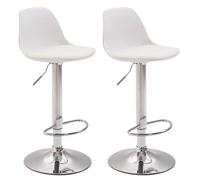 CLP Tabourets de bar Kiel – Lot de 2 – Similicuir, coque plastique, chrome/blanc