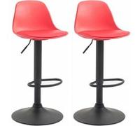 CLP Lot de 2 tabourets de bar Kiel similicuir et coque en plastique , Noir/Rouge